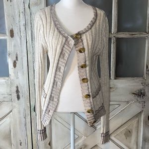 Free People ribbed button up cardigan cream size s/p